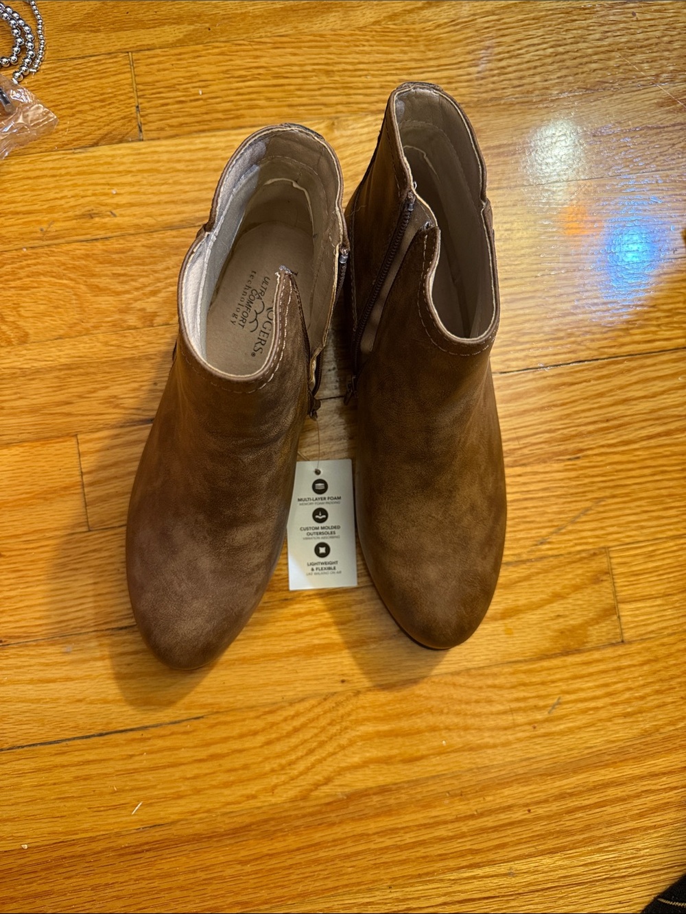 Kim Rogers Chestnut Brown Suede Ankle Booties with Side Zip size 7